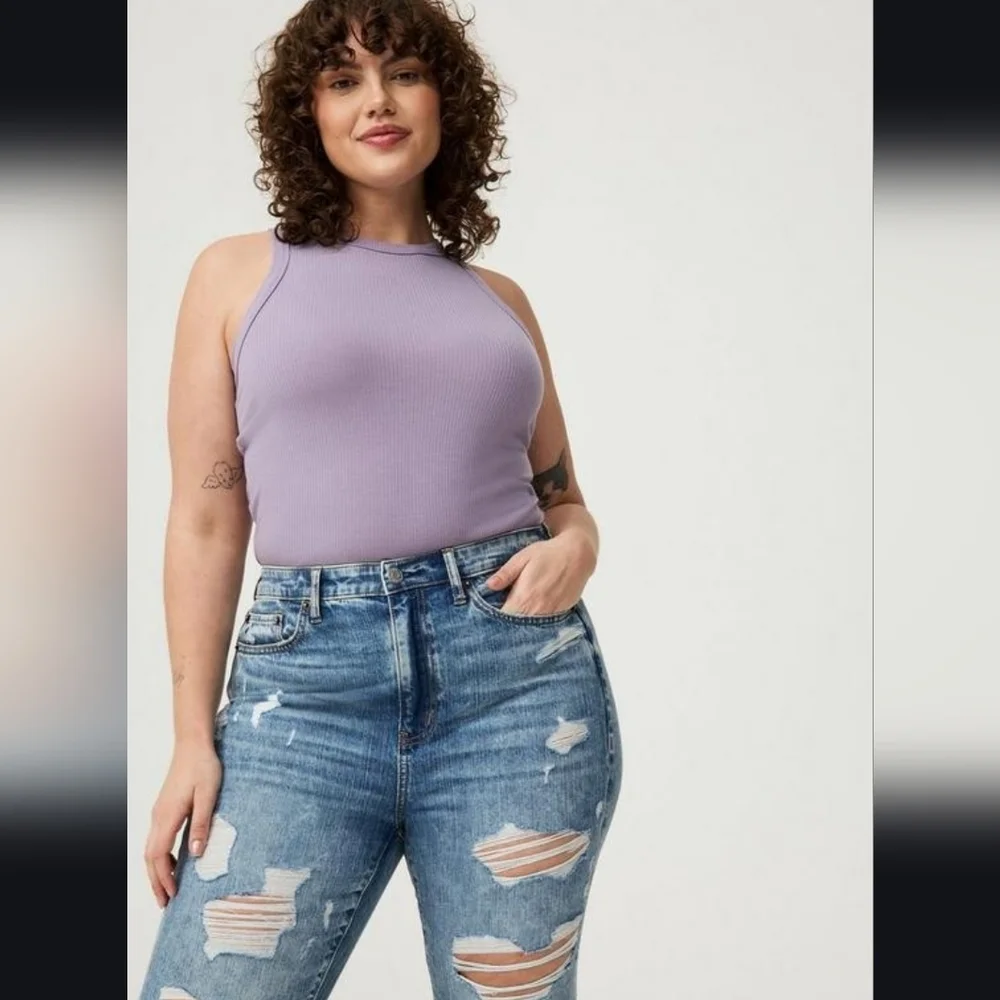 Torrid Super Soft Ribbed High Neck Tank Top in Dusk Size 1X NWT - Picture 4 of 13